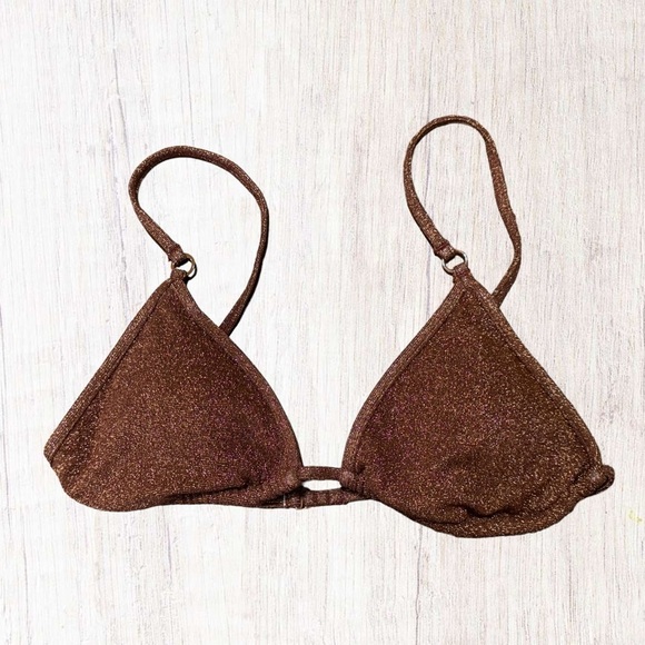 LA Hearts by Pacsun Triangle String Bikini Metallic Bronze size Medium NWT - Picture 2 of 5